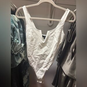 Lulu's White V-Neck Bodysuit